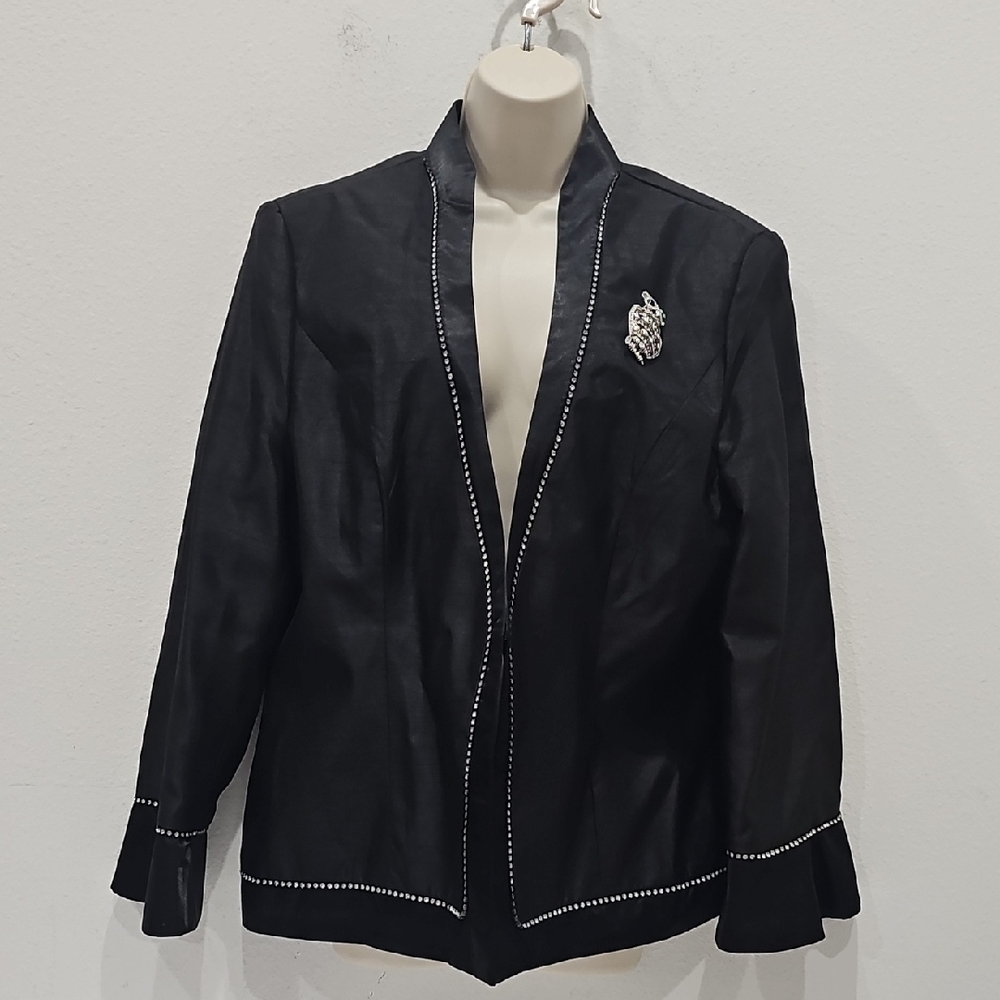 Sundays Women's Black Dressy Blazer with Rinhinsone Emblishments Size 16